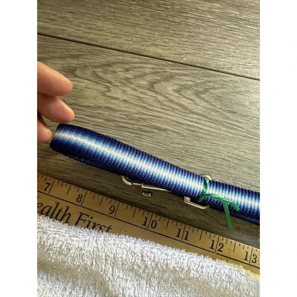 Blue Ombre Nylon Dog Leash 4ft Braided Gradient‎ Navy White Silver Swivel Hook